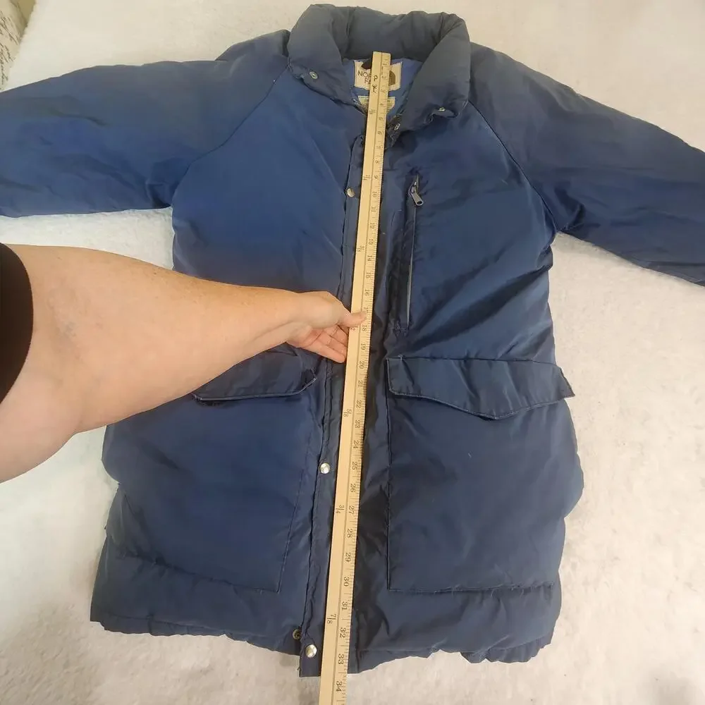 Vntg The North Face Jacket Mens XL Blue Goose Down Puffer Parka Long Coat
